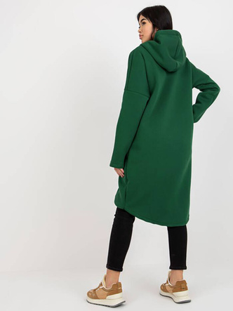 Ciemnozielona bluza typu long oversize na suwak, wygodna otulina
