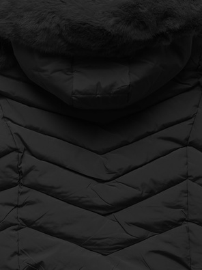 Czarna pikowana przejściowa czadowa kurtka damska z kapturem