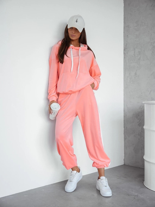 Cappucino damski welurowy kapitalny gładki dres komplet 