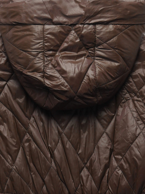 Brązowa damska pikowana kurtka ponczo nietoperz