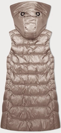 Jasnobeżowy świetny damski bezrękawnik kamizelka z odpinanym kapturem PLUS SIZE