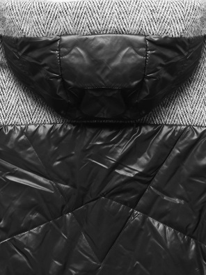 Czarny płaszcz kurtka zimowa z łączonych materiałów