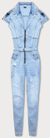 DOPASOWANY KOMBINEZON JEANSOWY JASNONIEBIESKI (POP5983)