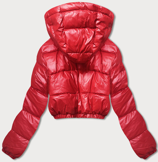Czerwona krótka damska pikowana kurtka zimowa