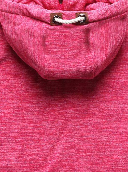 Różowa melanżowa długa bluza damska z kapturem zapinana na suwak