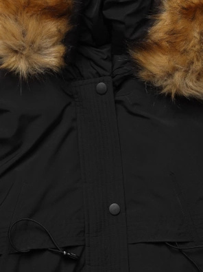 Czarna zimowa dwustronna pikowana kurtka płaszczyk parka 