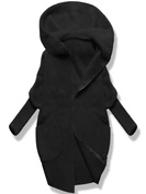 Czarna damska narzutka alpaka z kapturem