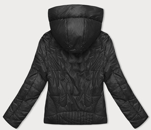 Czarna błyszcząca przejściowa pikowana kurtka na suwak