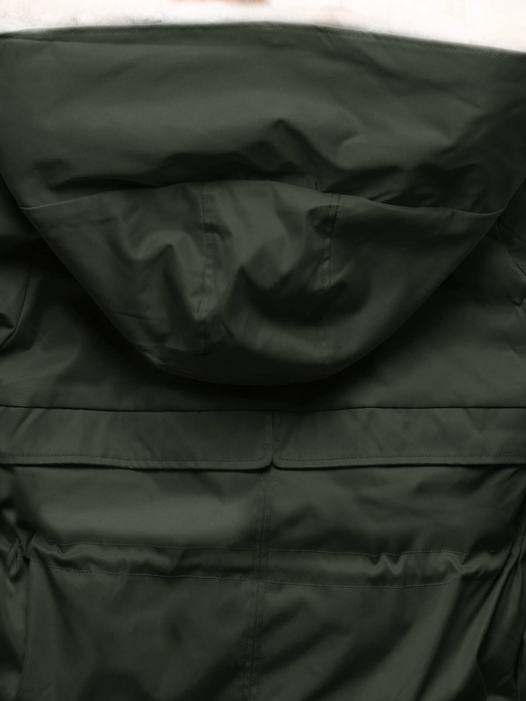 Army beżowa fenomenalna zimowa parka płaszcz na futrze