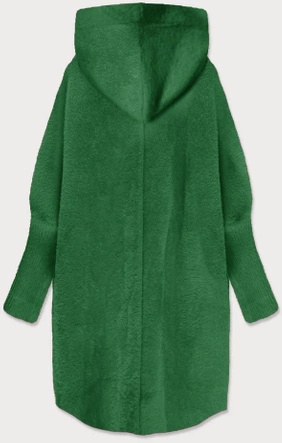 Ciemnozielona genialna długa wełniana narzutka alpaka