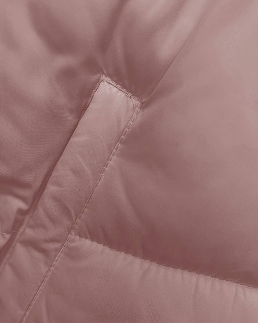 Różowa zimowa krótka kurtka puchowa ze stójką