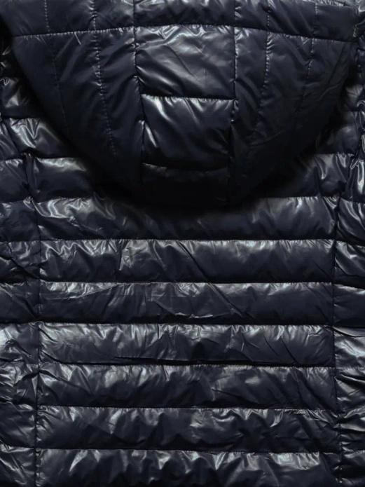 Grafitowa pikowana przejściowa kurtka z kapturem