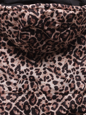 Beżowa damska przejściowa bomberka panterka kurtka z kapturem