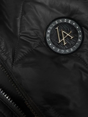 Czarny asymetryczny pikowany bezrękawnik kamizelka damska z kapturem