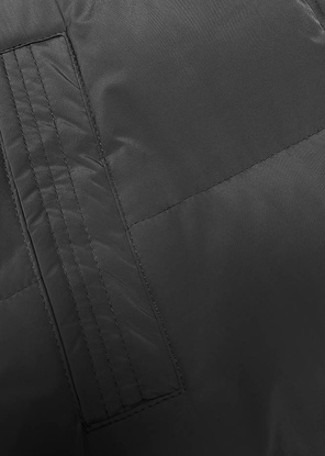 Czarny puchowy długi bezrękawnik kamizelka z kapturem