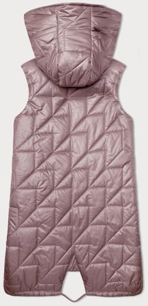 Różowy asymetryczny pikowany bezrękawnik kamizelka damska z kapturem