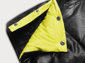 Czarno zółta dwukolorowa kurtka zimowa z kapturem