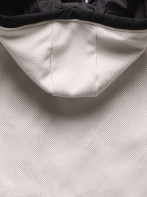 Beżowa damska kurtka przejściowa z kapturem w paseczki