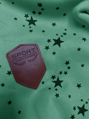 Zielona w gwiazdki bluza damska z kapturem zapinana na suwak