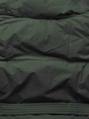 Ciemnozielona długa zimowa kurtka płaszczyk z kołnierzem