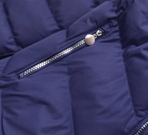 Granatowa zimowa pikowana kurtka z kapturem