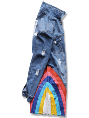 Jeansowa kolorowa fantastyczna damska kurtka