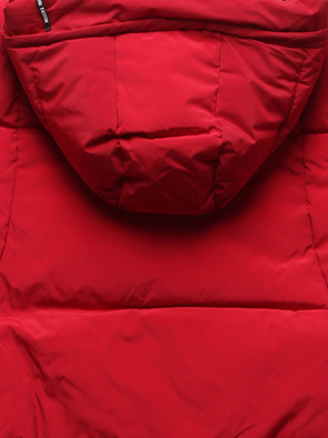 Ciemnoczerwona ciepła zimowa kurtka damska z kapturem  