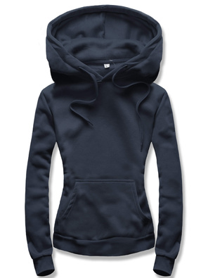 Ciemnogranatowa damska bluza dresowa z kapturem kangurka