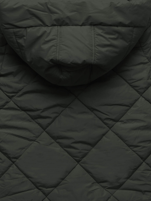 Army pikowana w karo damska kurtka płaszczyk zimowy z kapturem