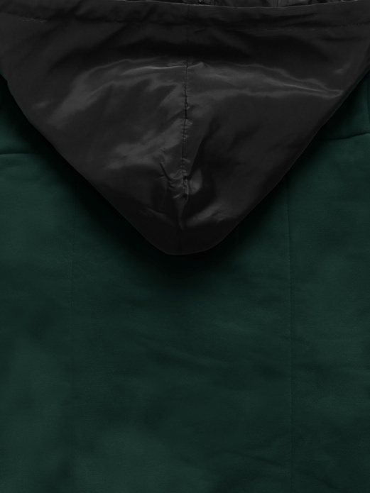 Zielona świetna krótka bluza damska z kapturem zapinana na guziki