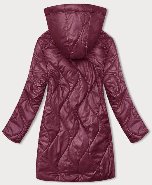 Bordowa dwukolorowa wyszczuplająca przejściowa genialnie pikowana kurtka plus size