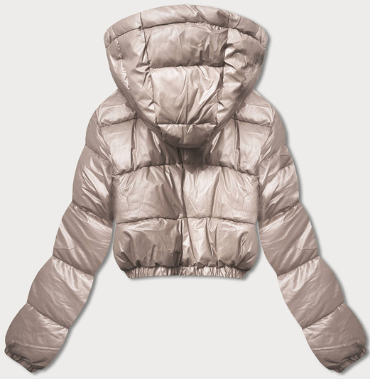 Beżowa krótka damska pikowana kurtka zimowa