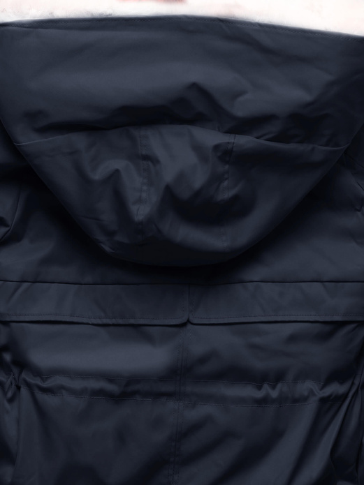 Granatowo beżowa fenomenalna zimowa parka płaszcz na futrze