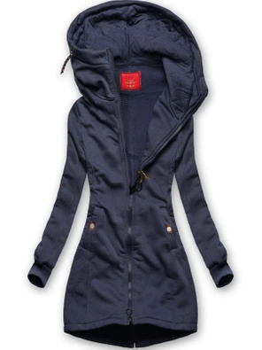 Granatowa bluza damska parka płaszczyk long z kapturem