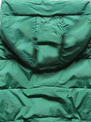 Zielona kapitalna przejściowa kurtka damska z kapturem z motywem w kratkę