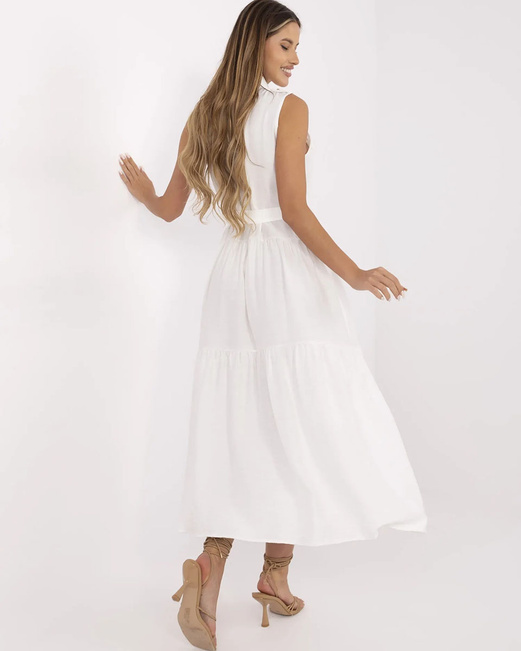 Ecru fantastyczna zwiewna sukienka z guzikami maxi