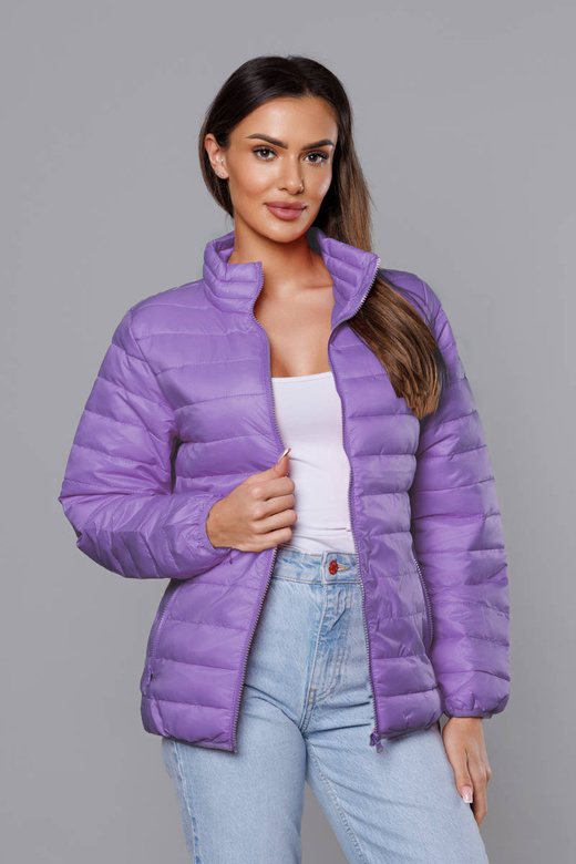 Lila urocza kurtka pikowana ze stójką