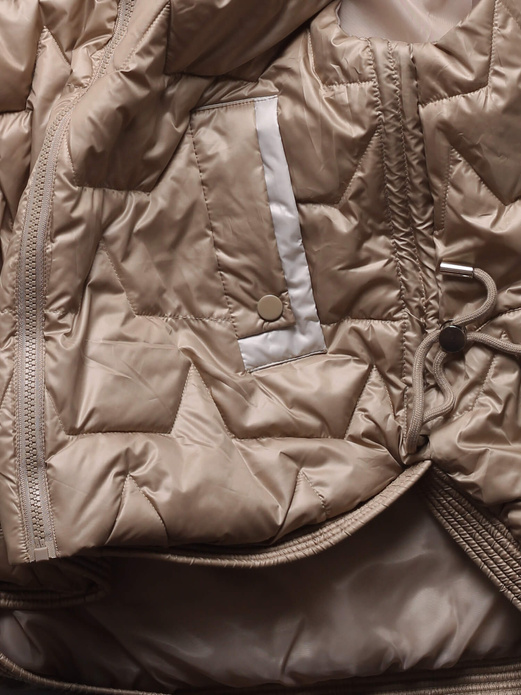 Ciemnobeżowy damski pikowany bezrękawnik ze stójką