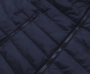 Granatowa lekka pikowana kurtka przejściowa ze stójką