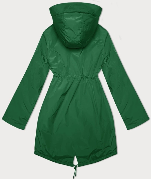 Zielona czaderska przejściowa kurtka parka damska z kapturem