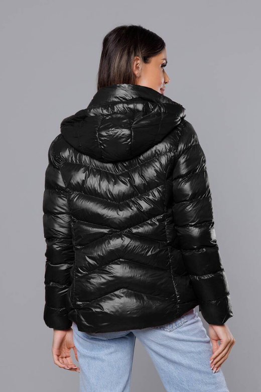 Czarna lux zimowa pikowana kurtka