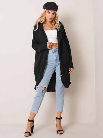 Czarna bluza typu long oversize na suwak, wygodna otulina
