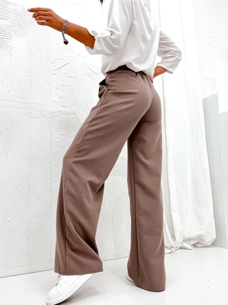 Brązowe eleganckie luźne spodnie damskie