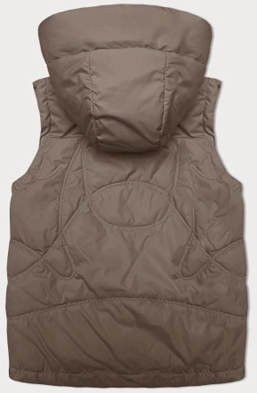 Beżowa damska oversizowa kamizelka z kapturem