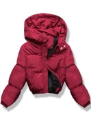 Bordowa genialna krótka zimowa damska kurtka puffer