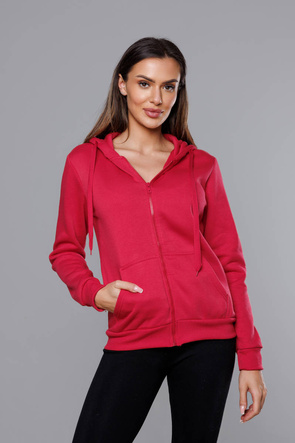 Czerwona zapinana damska bluza z kapturem
