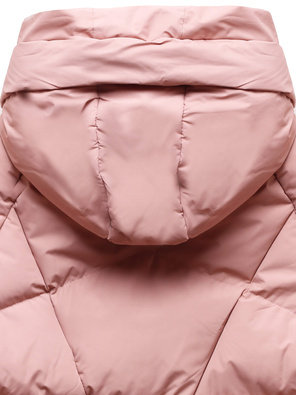 Różowa kapitalna pikowana zimowa kurtka