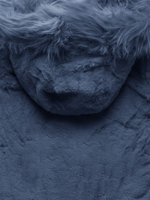 Niebieska dwustronna zimowa kurtka damska pikowana w karo