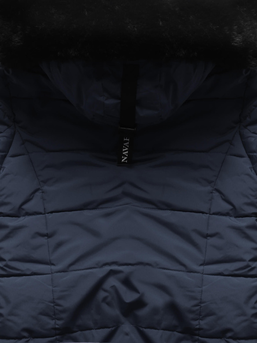 Granatowa ciepła zimowa kurtka damska z torbą na zakupy