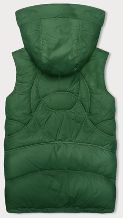 Zielony stylowy pikowany damski bezrękawnik kołnierz kaptur
